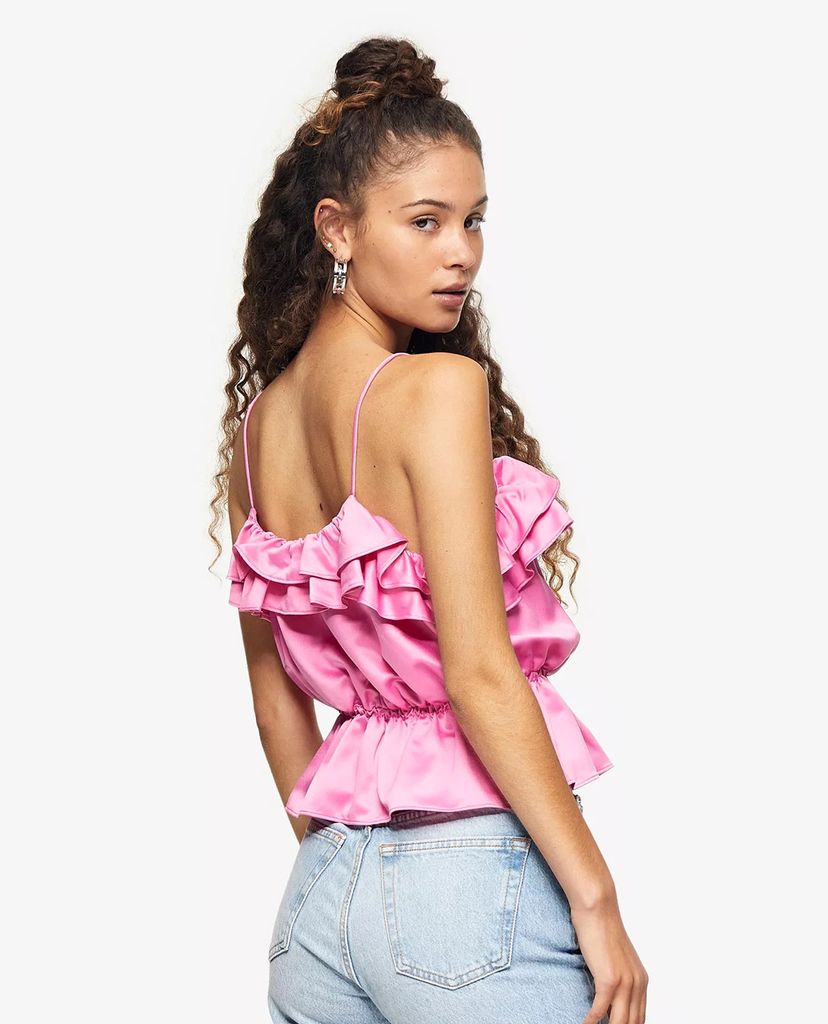 TOPSHOP - Áo kiểu nữ hai dây phối bèo Pink Ruffle Camisole