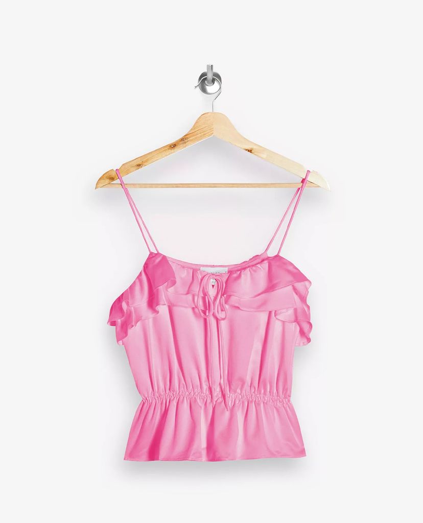 TOPSHOP - Áo kiểu nữ hai dây phối bèo Pink Ruffle Camisole