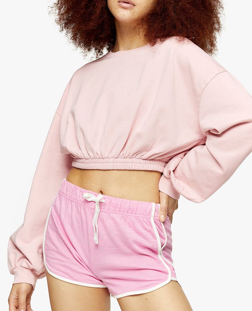 TOPSHOP - Quần short nữ lưng thun Pink Sporty Neppy Runner