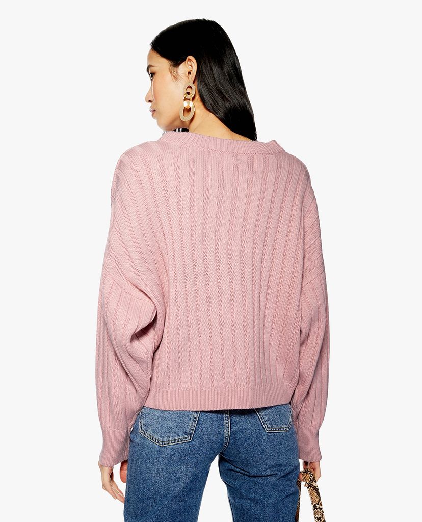 TOPSHOP - Áo len nữ cổ V tay dài High V Neck