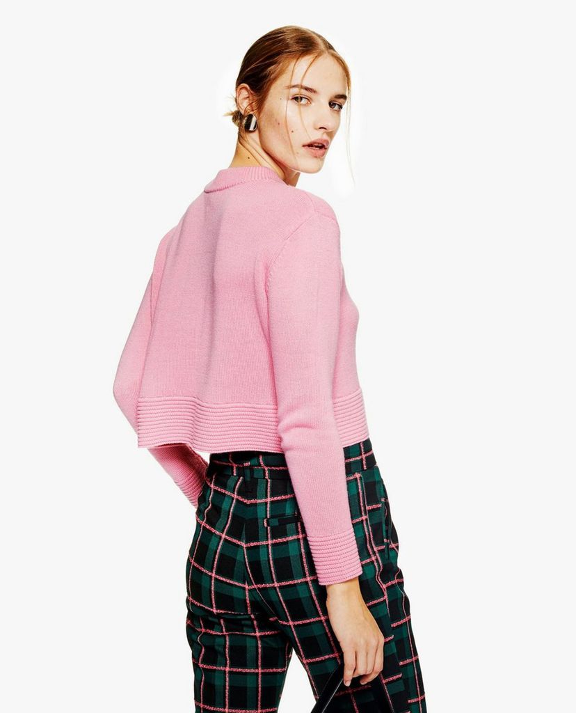 TOPSHOP - Áo len nữ cổ tròn tay dài Ottoman Cropped Cashmere