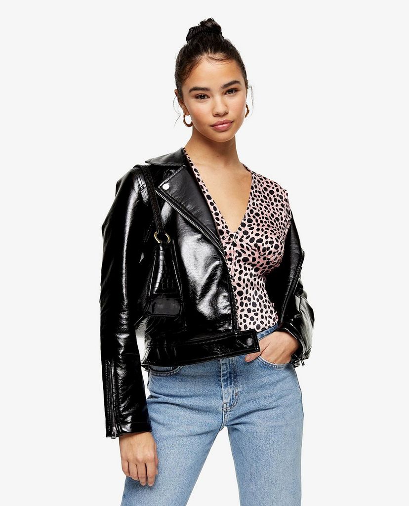 TOPSHOP - Áo kiểu nữ cổ V tay dài PETITE Pink Animal