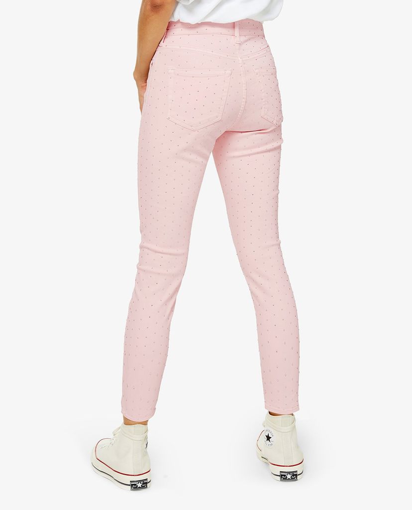 TOPSHOP - Quần jeans nữ phom skinny PETITE Pink Diamanté Jamie