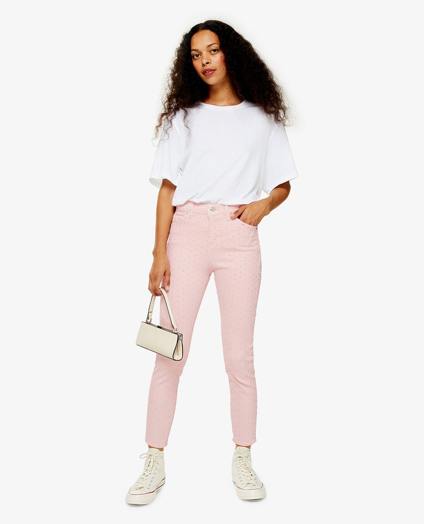 TOPSHOP - Quần jeans nữ phom skinny PETITE Pink Diamanté Jamie
