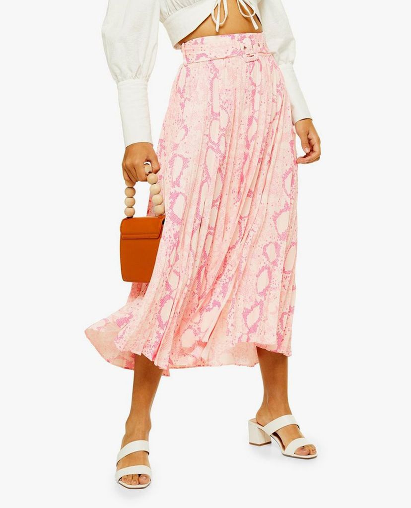 TOPSHOP - Chân váy midi Pink Snake Pleat
