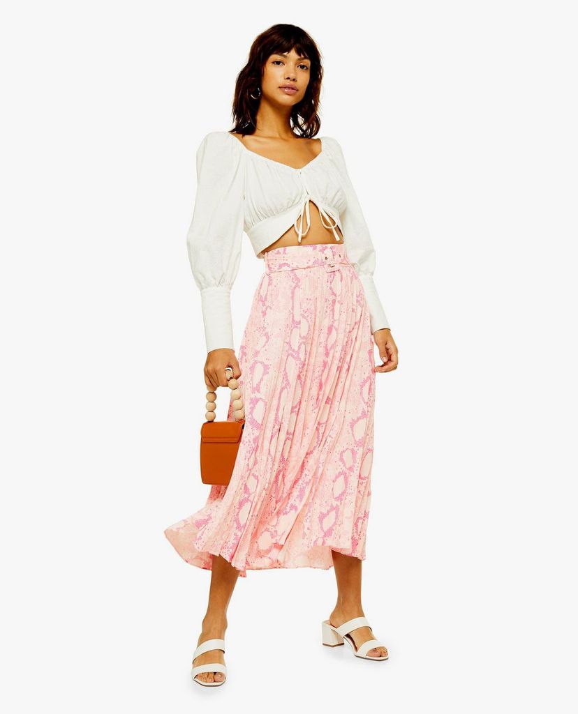 TOPSHOP - Chân váy midi Pink Snake Pleat