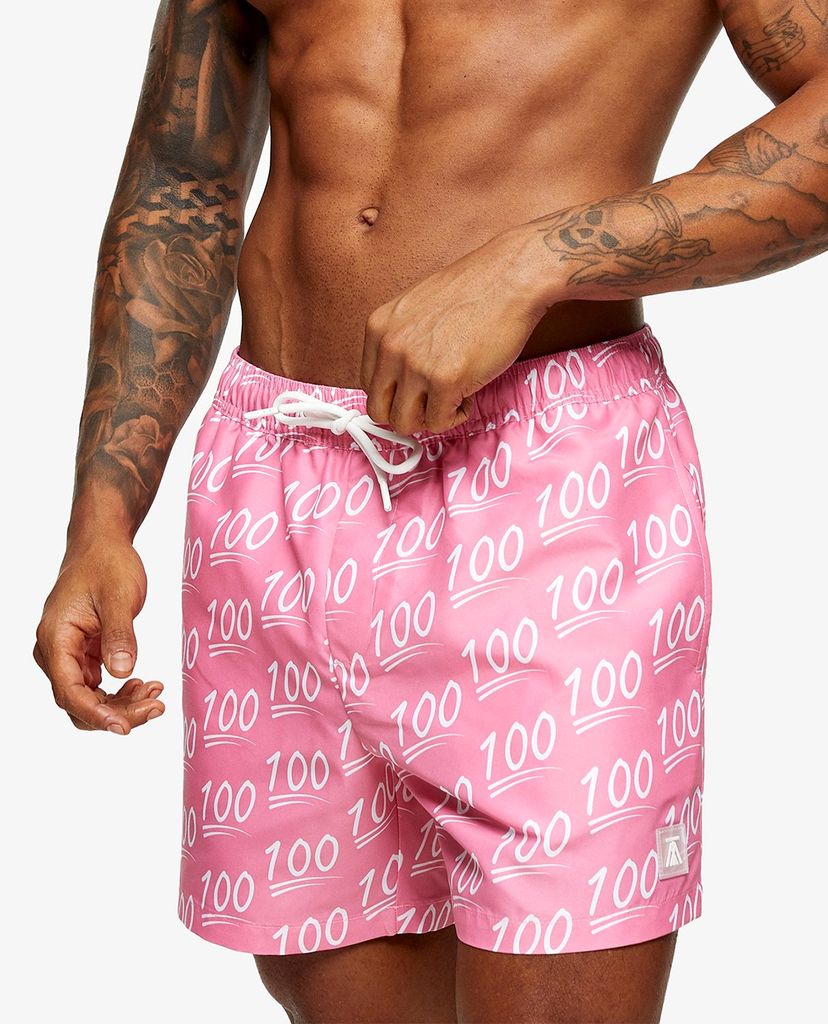TOPMAN - Quần shorts bơi nam CONSIDERED 100 Motif Print