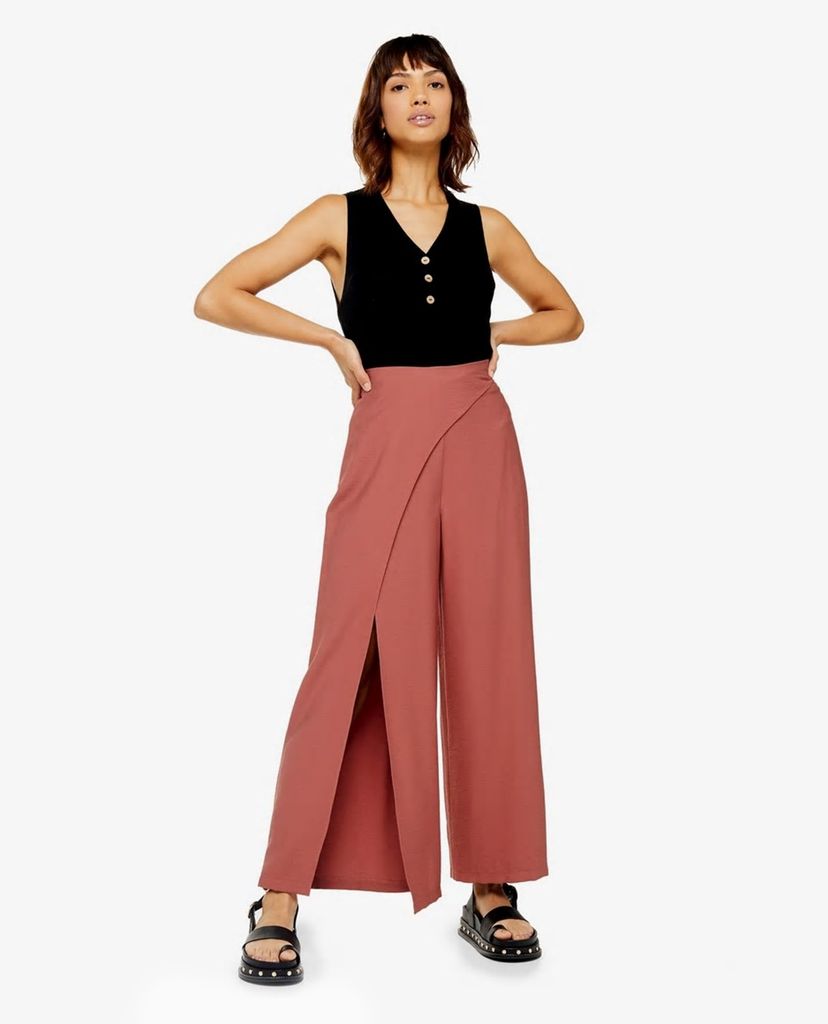 TOPSHOP - Quần kiểu nữ ống rộng xẻ lai thời trang
