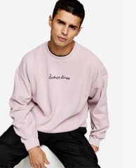 TOPMAN - Áo sweatshirt nam cổ tròn tay dài Pink Buenos Aires