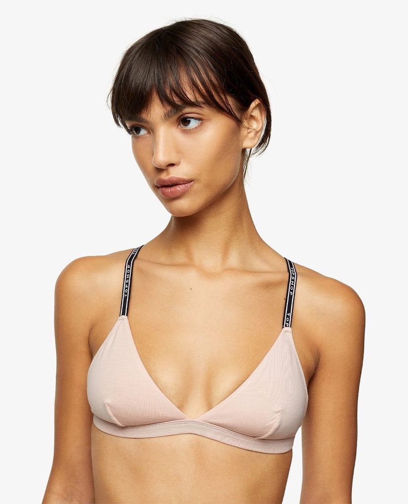 TOPSHOP - Áo bra nữ hai dây Pink Branded Jersey Triangle