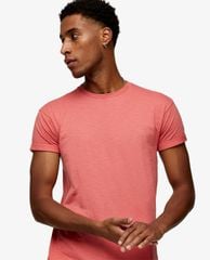 TOPMAN - Áo thun nam ngắn tay Pink Slub Roller