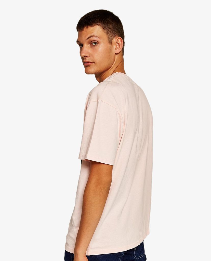 TOPMAN - Áo thun nam cổ tròn tay ngắn Pink Other Side Oversized