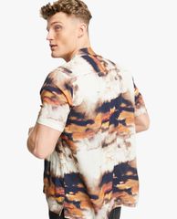 TOPMAN - Áo sơ mi nam tay ngắn cổ bẻ Abstract