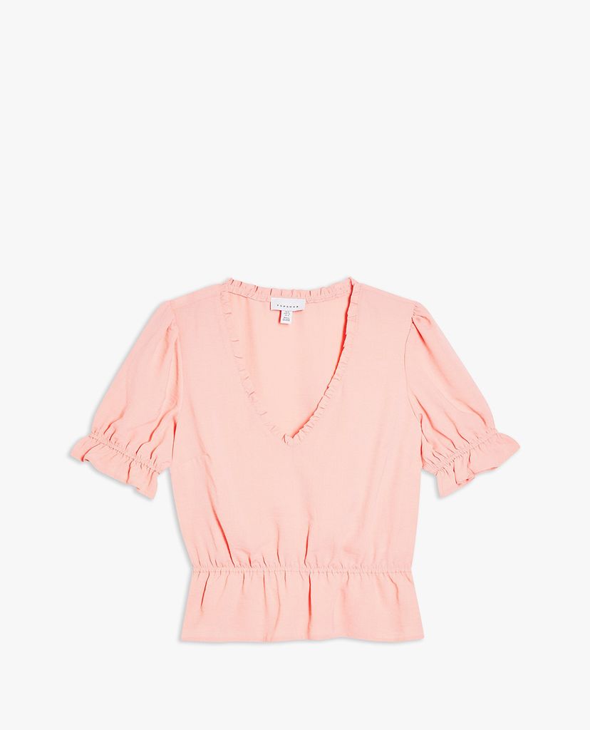 TOPSHOP - Áo kiểu nữ cổ V tay ngắn Coral Tea