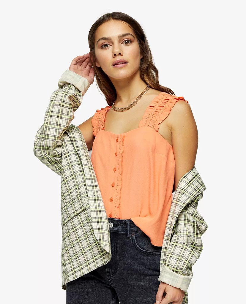 TOPSHOP - Áo kiểu nữ sát nách PETITE Coral Button
