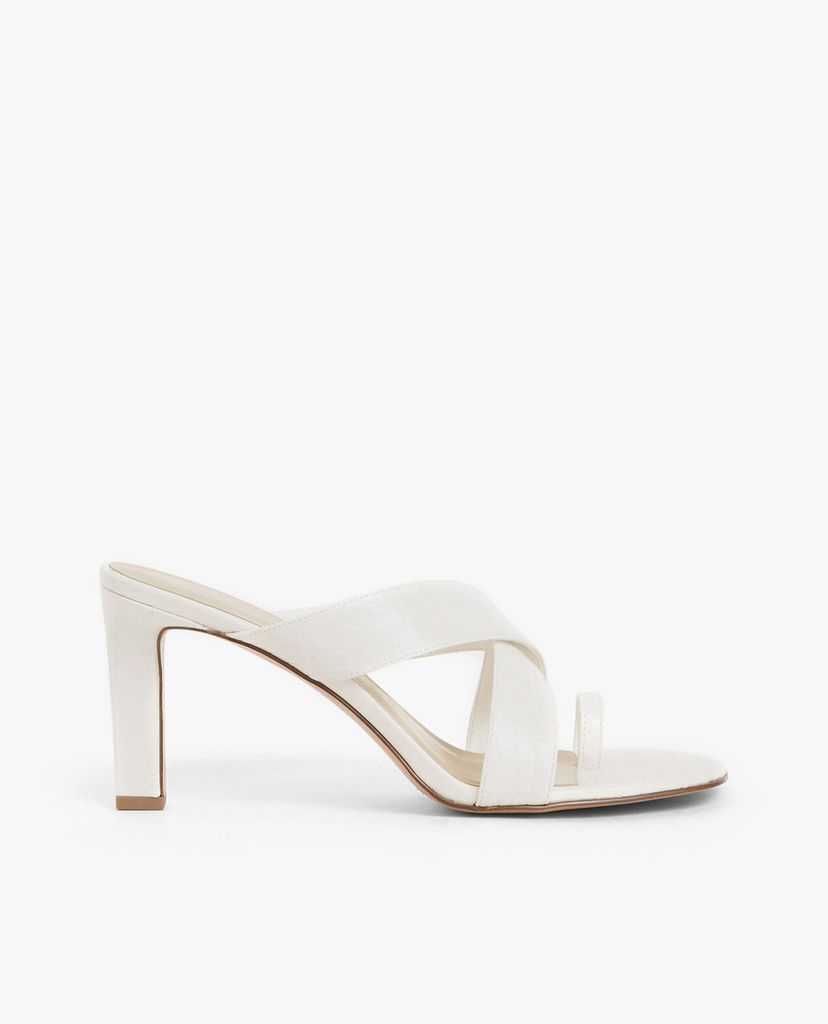 CHARLES & KEITH - Giày cao gót đế vuông Croc Effect Heeled Mules