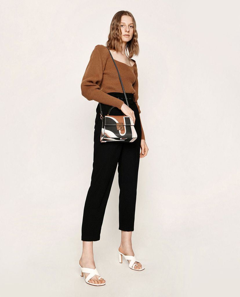 CHARLES & KEITH - Giày cao gót đế vuông Croc Effect Heeled Mules