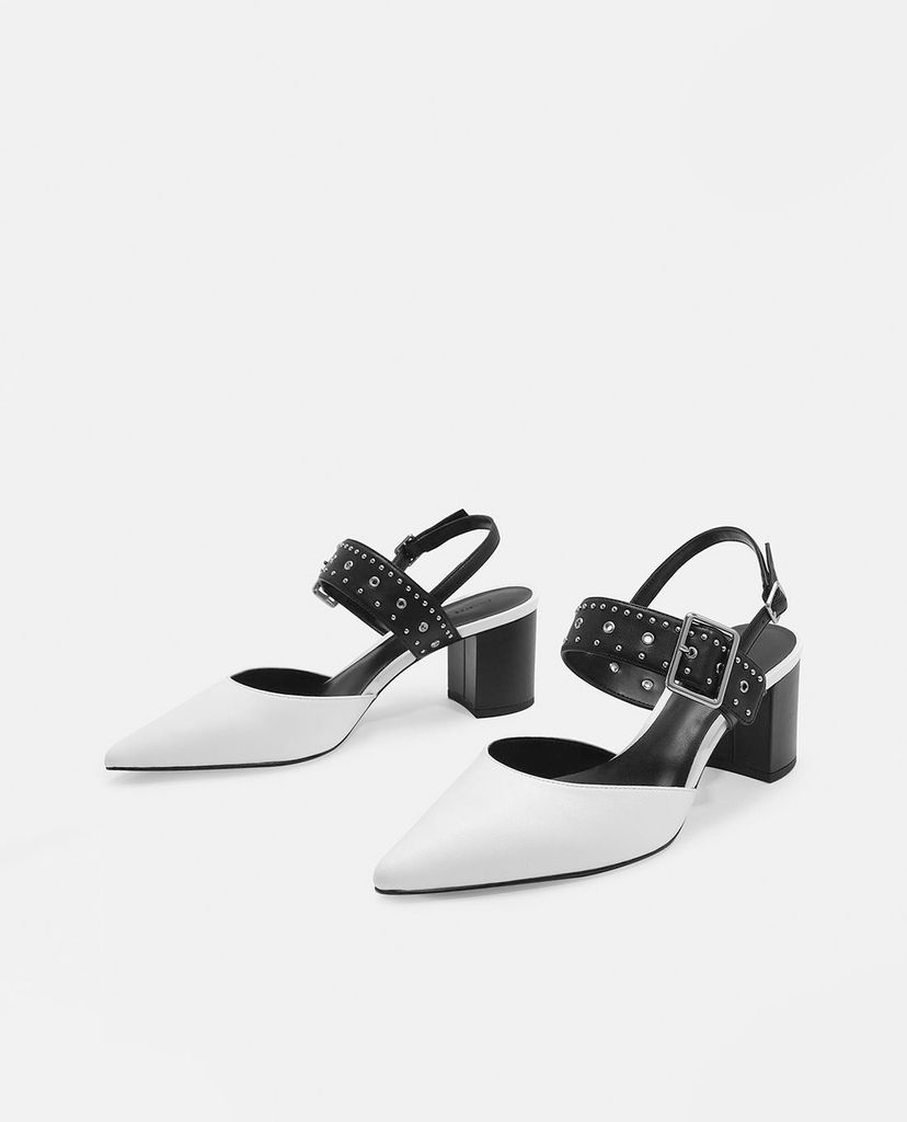 CHARLES & KEITH - Giày cao gót mũi nhọn Studded Pointed Slingbacks