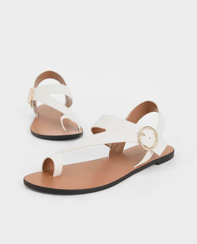 CHARLES & KEITH - Giày sandal nữ Toe Loop Asymmetric Strap