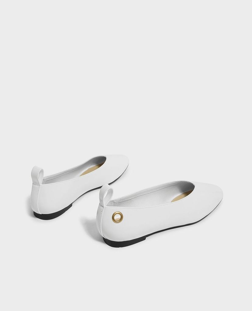 CHARLES & KEITH - Giày đế bệt nữ mũi nhọn V Topline Ballerinas