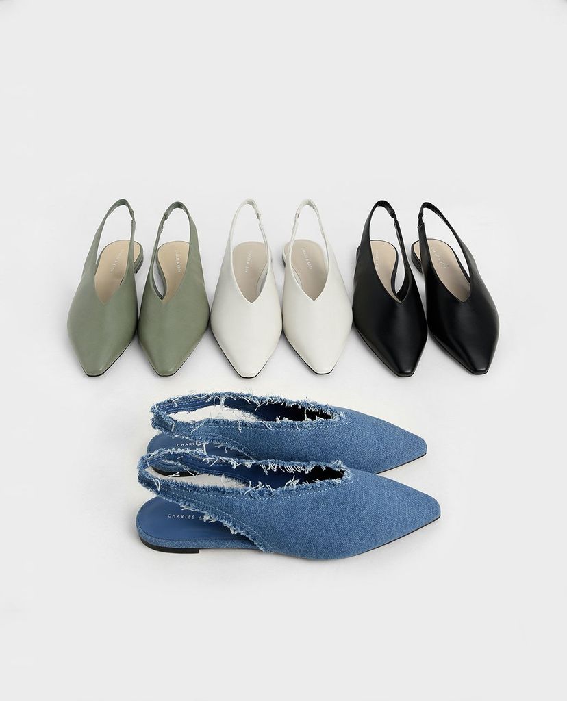 CHARLES & KEITH - Giày búp bê nữ Pointed Toe Slingback Ballerinas