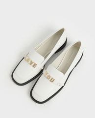 CHARLES & KEITH - Giày đế bệt nữ mũi vuông Love You Loafer