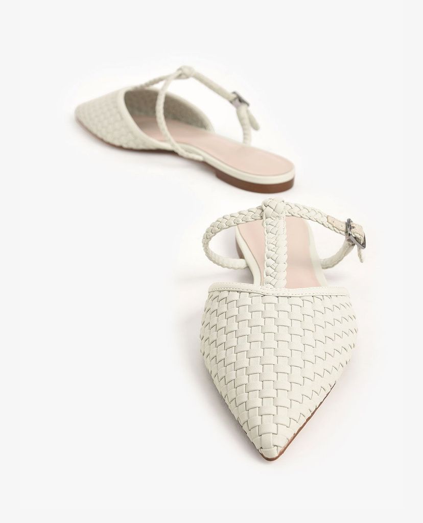 CHARLES & KEITH - Giày đế bệt nữ mũi nhọn Woven T Bar