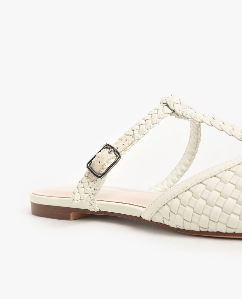 CHARLES & KEITH - Giày đế bệt nữ mũi nhọn Woven T Bar