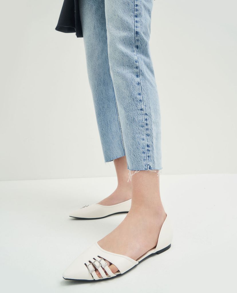CHARLES & KEITH - Giày búp bê nữ mũi nhọn Half D'Orsay Cut Out