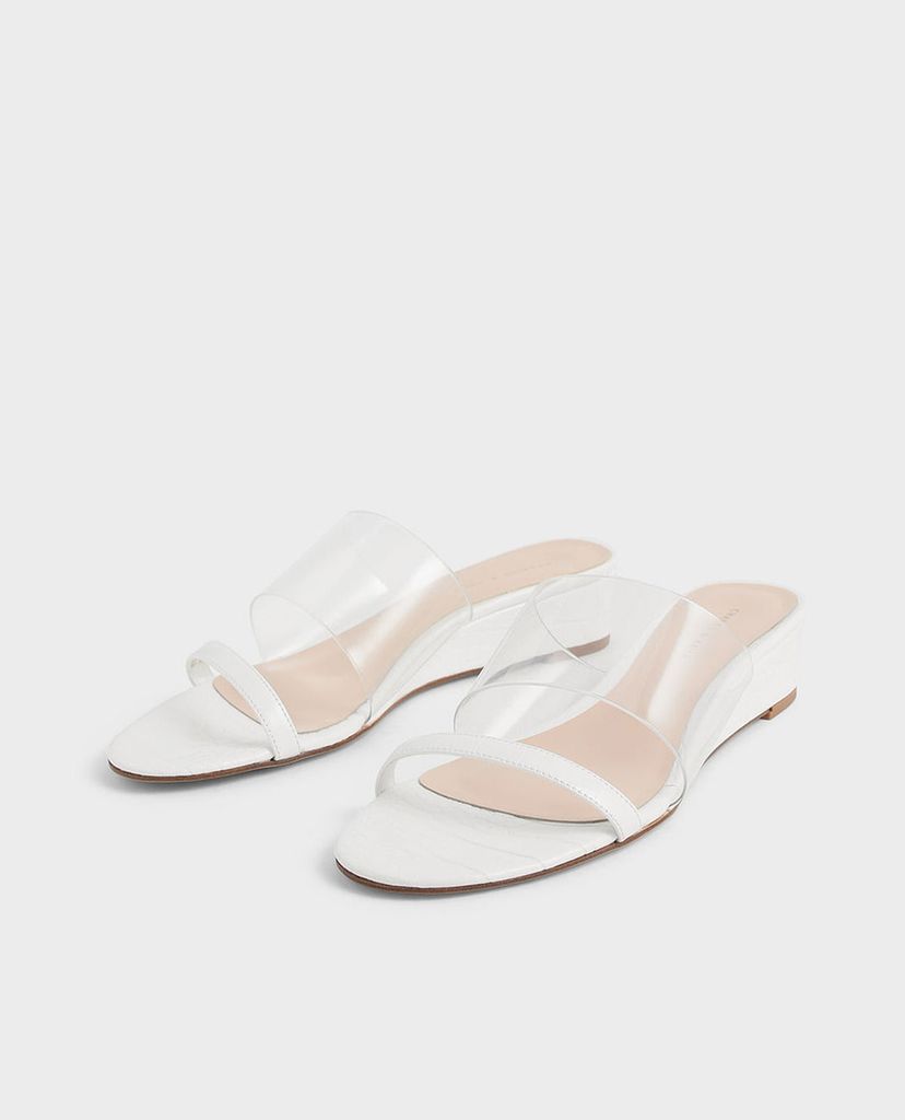 CHARLES & KEITH - Giày đế xuồng hở mũi Croc Effect Low