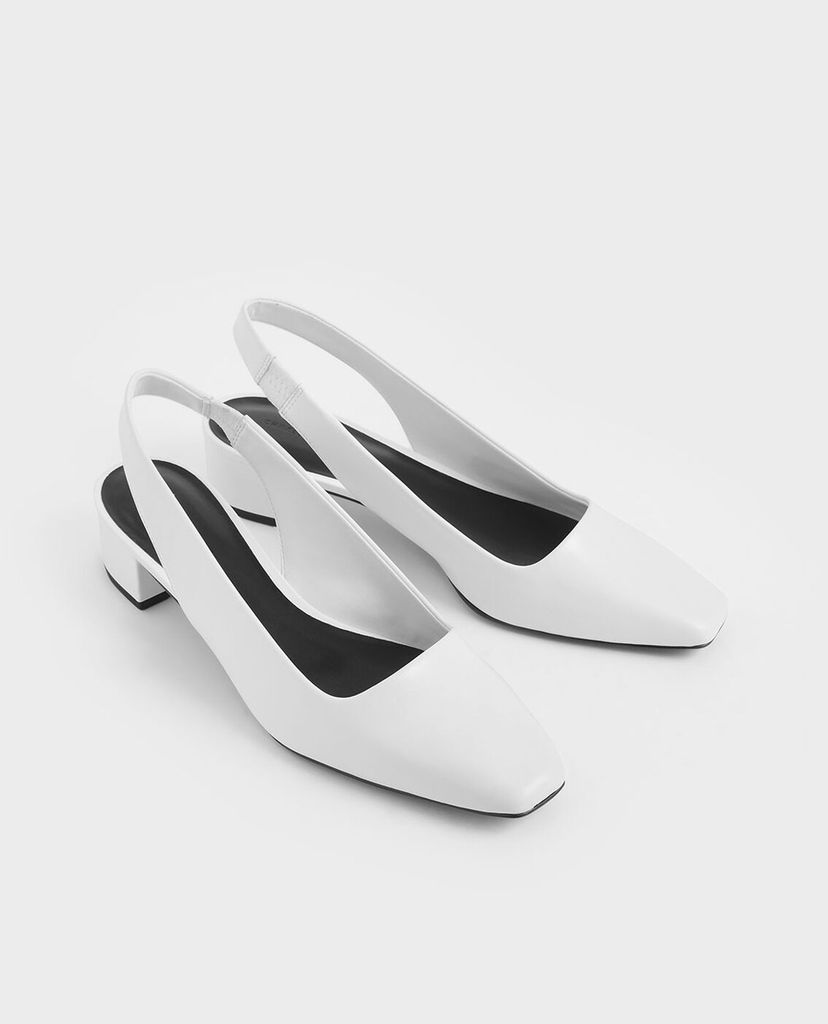 CHARLES & KEITH - Giày đế bệt Square Toe Block Heel Slingback