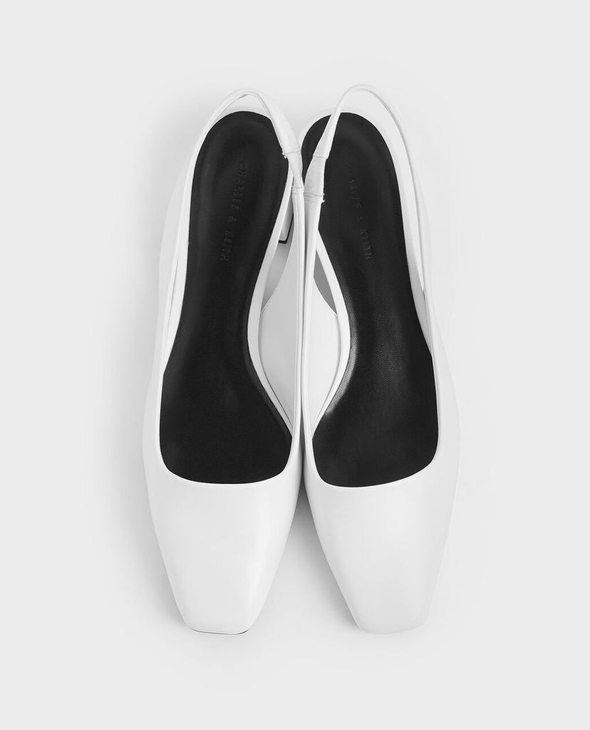 CHARLES & KEITH - Giày đế bệt Square Toe Block Heel Slingback