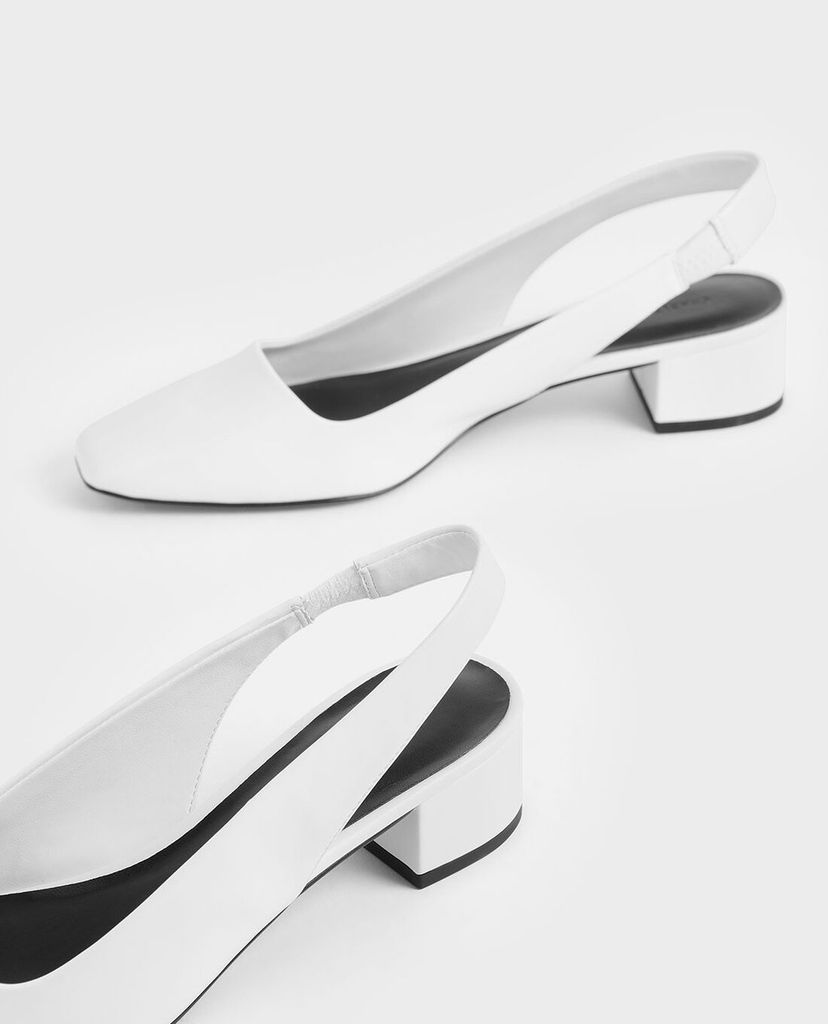 CHARLES & KEITH - Giày đế bệt Square Toe Block Heel Slingback