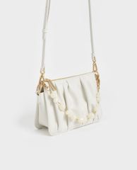 CHARLES & KEITH - Túi đeo vai nữ chữ nhật Beaded Strap Ruched