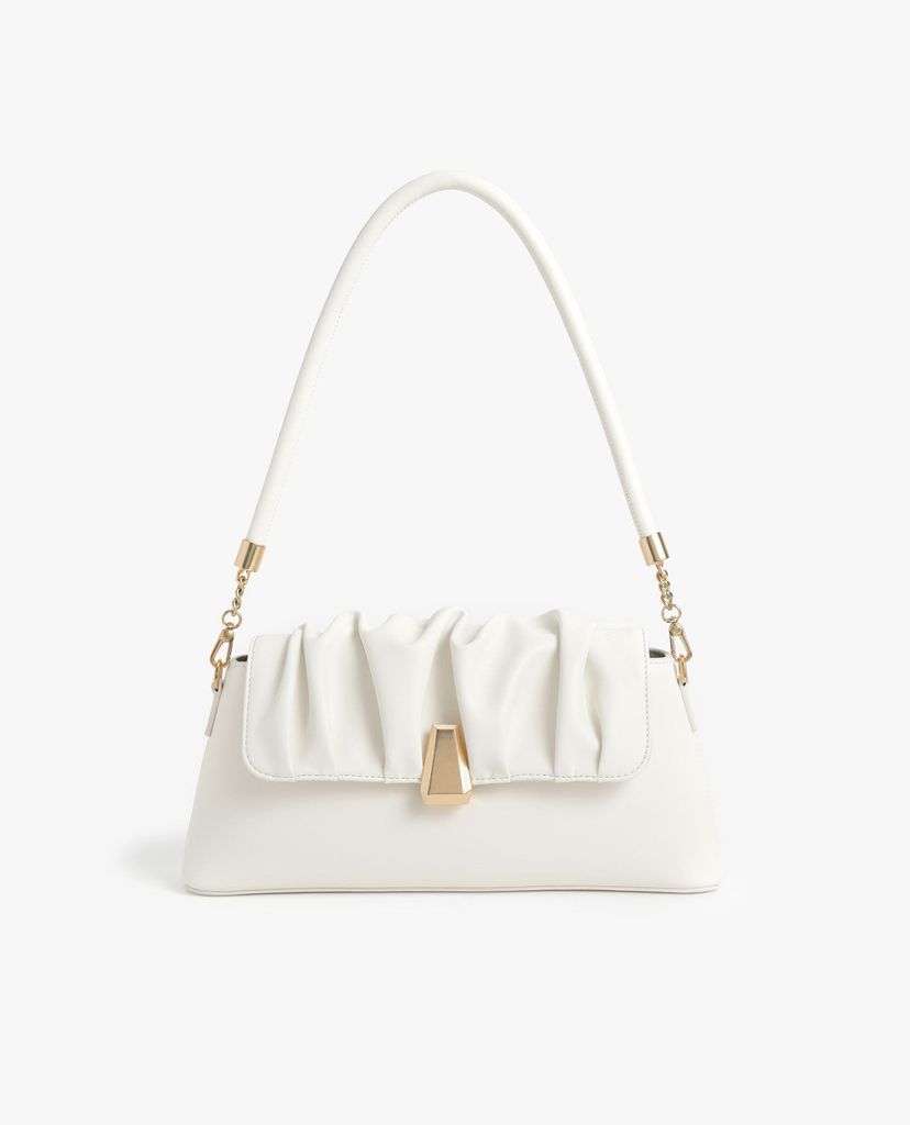 CHARLES & KEITH - Túi đeo vai nữ chữ nhật Beaded Strap Ruched Trapeze