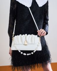 CHARLES & KEITH - Túi đeo vai nữ chữ nhật Beaded Strap Ruched Trapeze