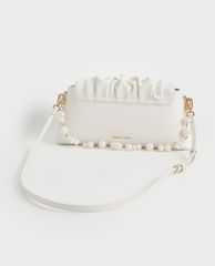 CHARLES & KEITH - Túi đeo vai nữ chữ nhật Beaded Strap Ruched Trapeze