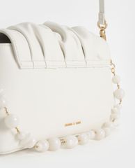 CHARLES & KEITH - Túi đeo vai nữ chữ nhật Beaded Strap Ruched Trapeze