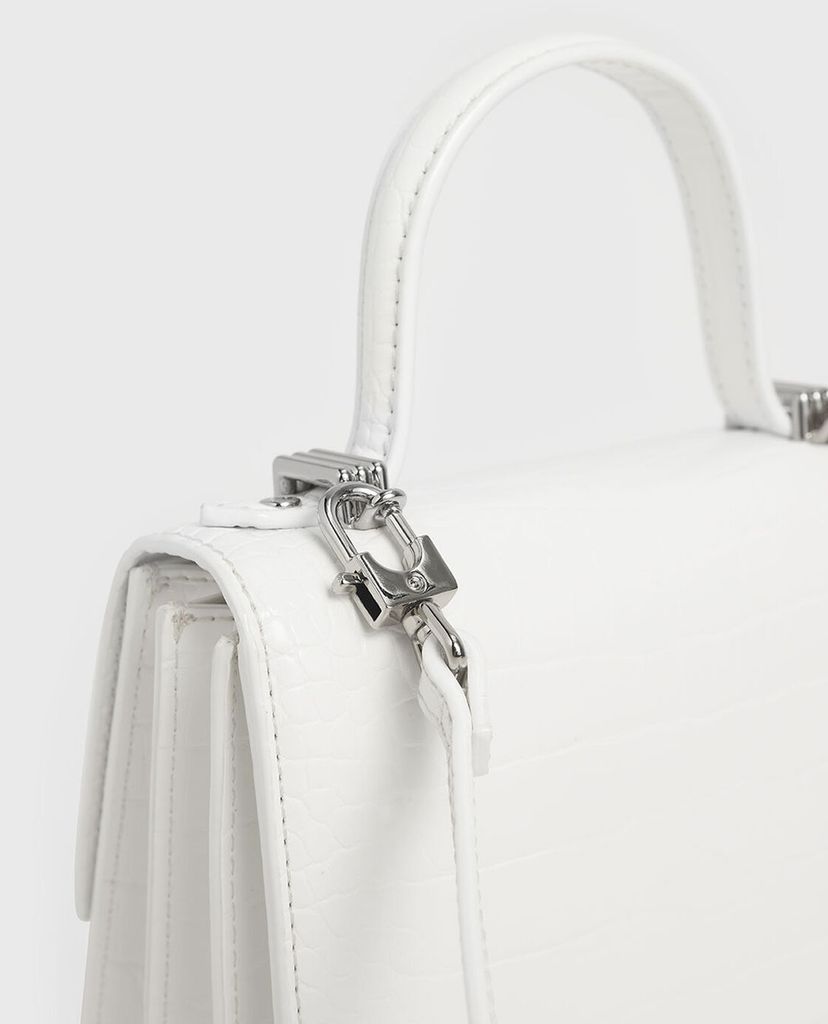 CHARLES & KEITH - Túi xách tay nữ Croc Effect Embellished Buckle