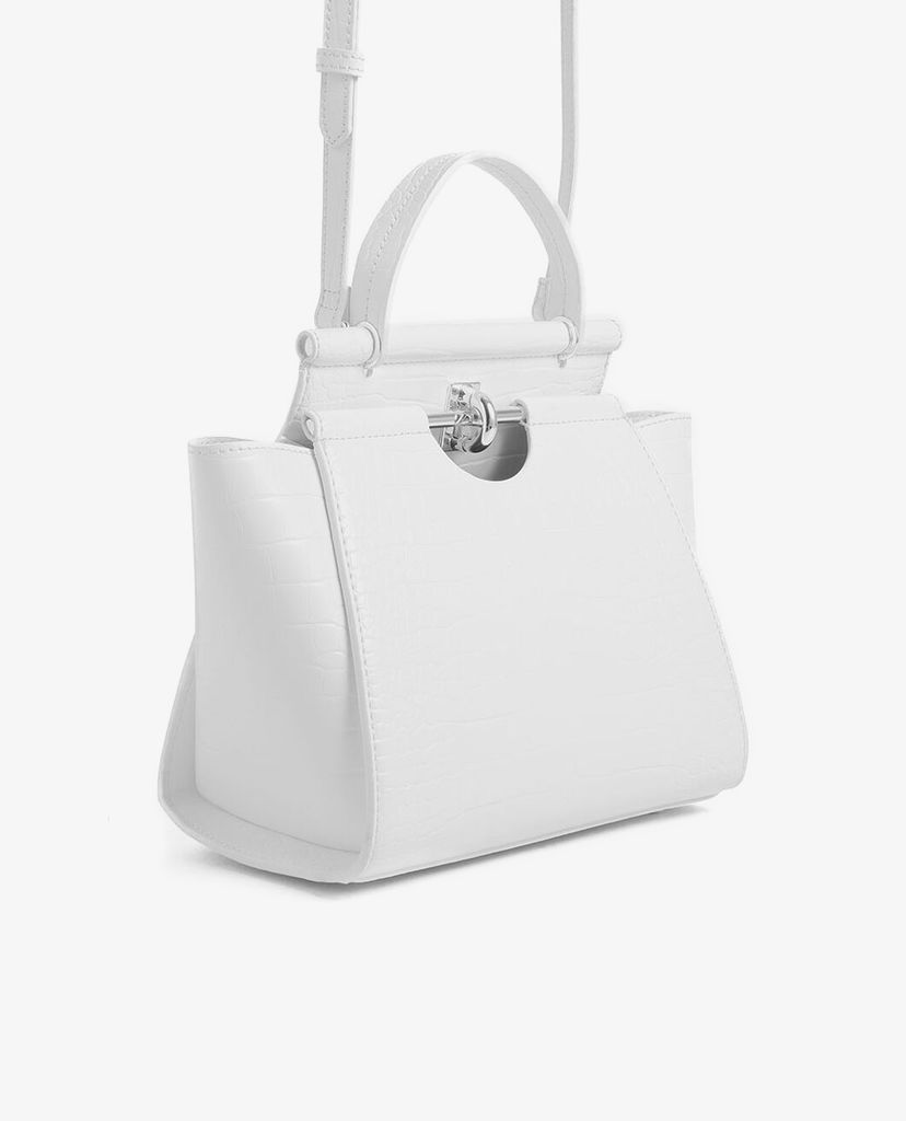 CHARLES & KEITH - Túi xách tay da cá sấu Croc Effect Trapeze