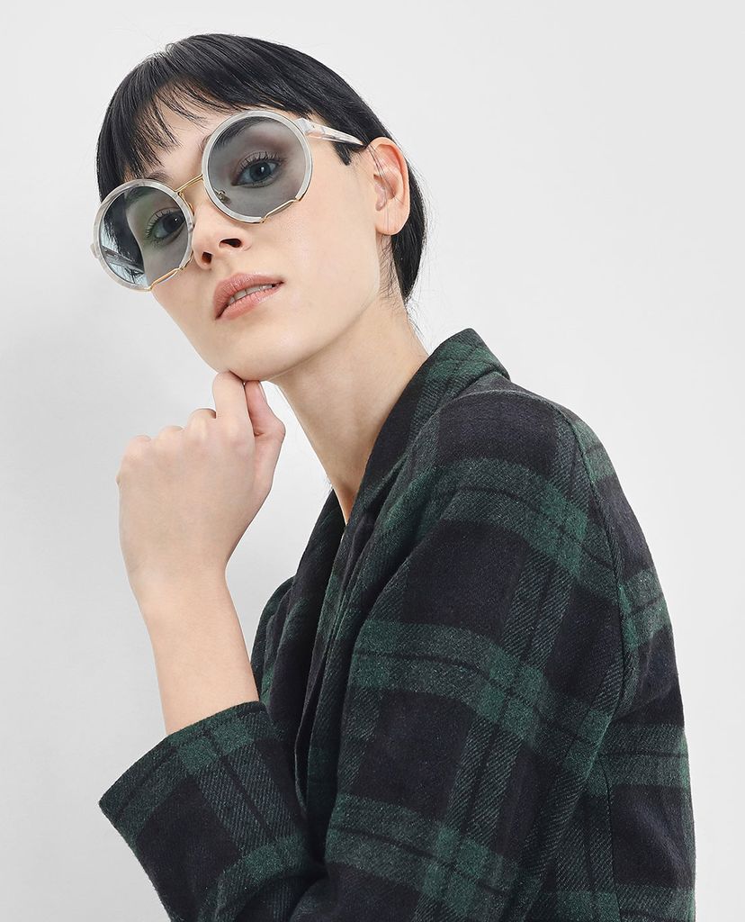 CHARLES & KEITH - Kính mát nữ gọng tròn Cut Off Frame Round