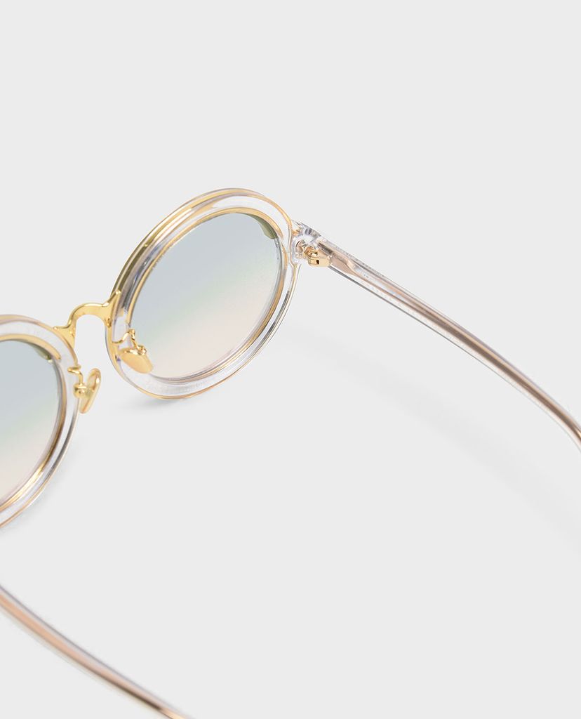 CHARLES & KEITH - Kính mát nữ gọng tròn Thick Frame Round