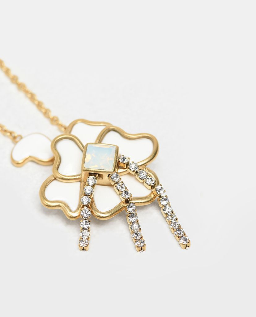 CHARLES & KEITH - Dây chuyền nữ Crystal & Acrylic Petal