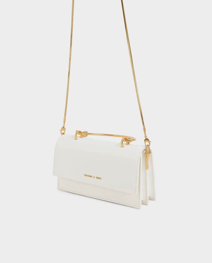 CHARLES & KEITH - Ví cầm tay nữ chữ nhật Metallic Handle