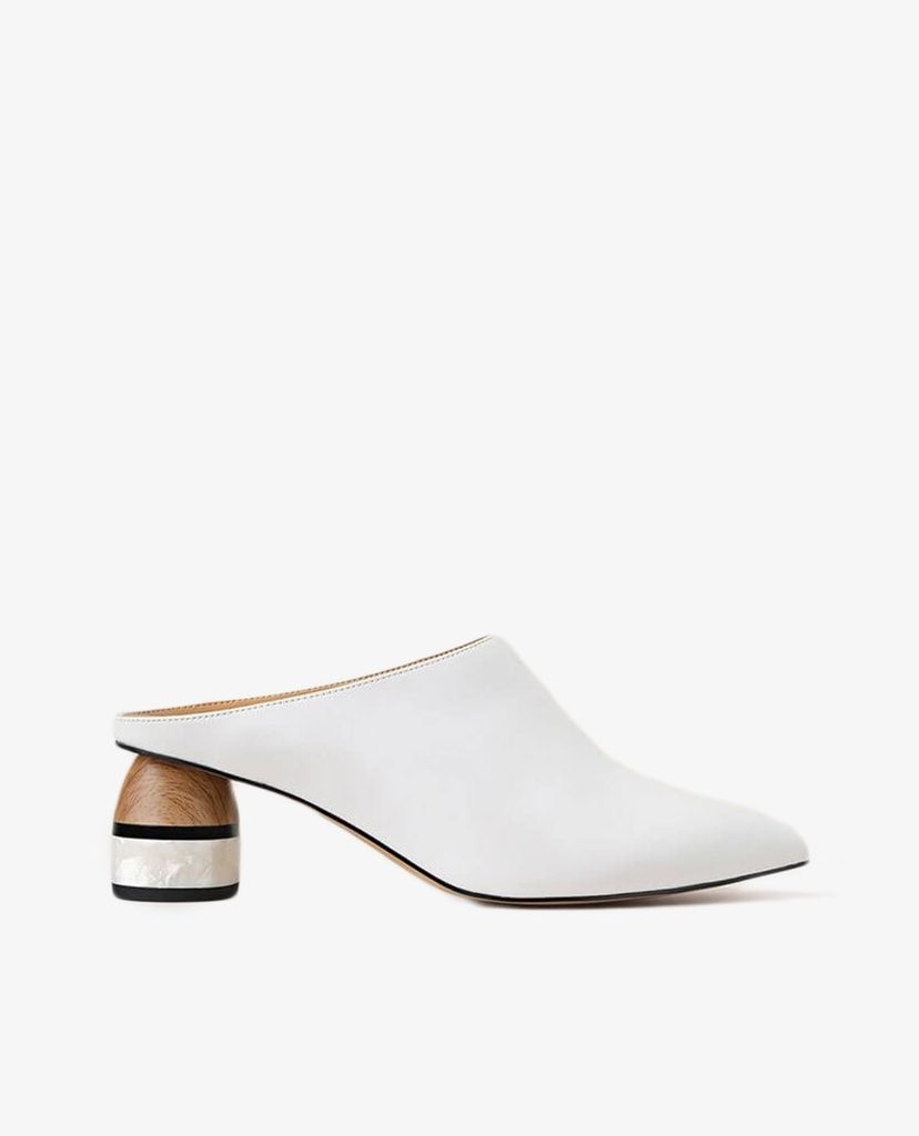 PEDRO - Giày cao gót đế tròn mũi nhọn Stone Wood Mules
