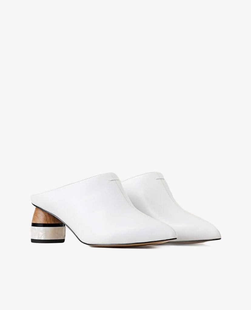 PEDRO - Giày cao gót đế tròn mũi nhọn Stone Wood Mules