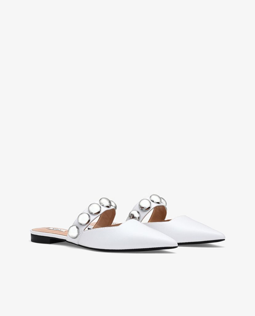 PEDRO - Giày đế bệt nữ mũi nhọn hở gót Studded Slip On