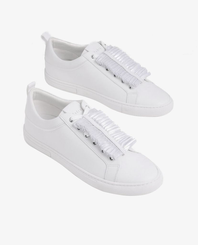 Giày sneaker nữ cổ thấp Pleats Embellished Glitter