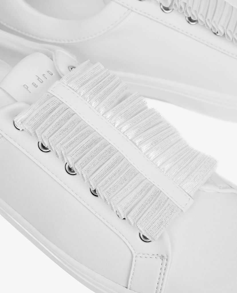 Giày sneaker nữ cổ thấp Pleats Embellished Glitter