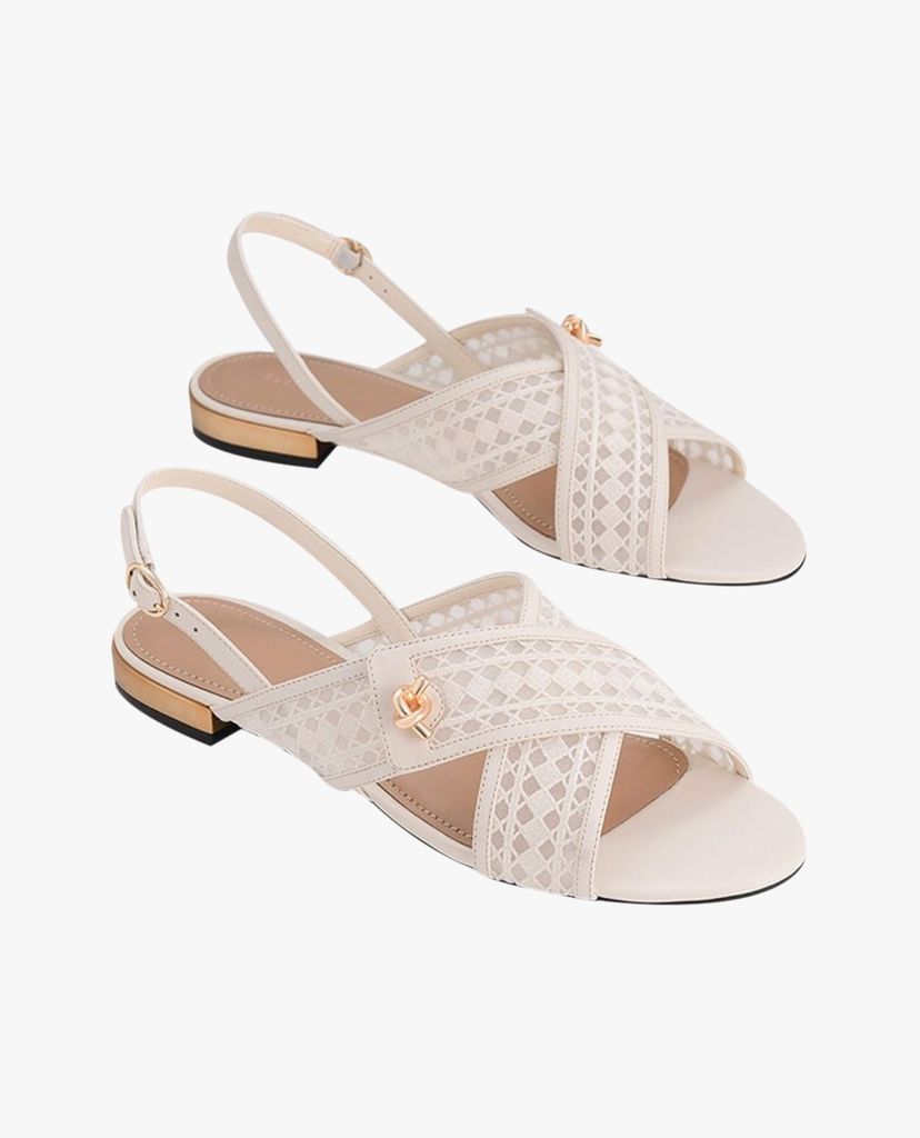 PEDRO - Giày sandal nữ quai chéo Mesh Slingback